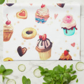 かわいらし菓子台所用タオル キッチンタオル (折り畳み)
