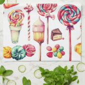 かわいらし菓子台所用タオル キッチンタオル (折り畳み)