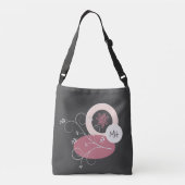 かわいらし葉抽象芸術グレー/ピンクトートバッグ クロスボディバッグ (裏面)