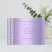 かわいらし薄紫きらめく応答カードrsvp 出欠カード (スタンド正面)