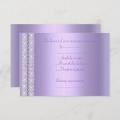 かわいらし薄紫きらめく応答カードrsvp 出欠カード (正面/裏面)