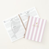 かわいらし薄紫と金ゴールドストライプのカクテル空白のレシピ ノートブック (内部)