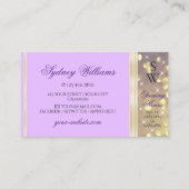 かわいらし薄紫パープル金ゴールドグリッタースターイニシャル 名刺 (裏面)