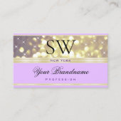 かわいらし薄紫パープル金ゴールドグリッタースターイニシャル 名刺 (正面)