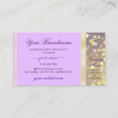 かわいらし薄紫パープル金ゴールドグリッタースターズダイヤモンド 名刺 (裏面)