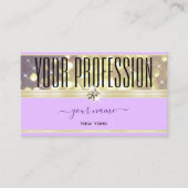 かわいらし薄紫パープル金ゴールドグリッタースターズダイヤモンド 名刺 (正面)