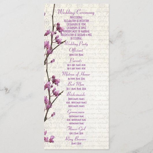 かわいらし薄紫フローラ教会の結婚式 プログラム (裏面)