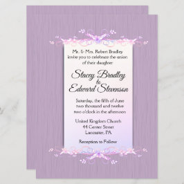 かわいらし薄紫結婚シンプル 招待状