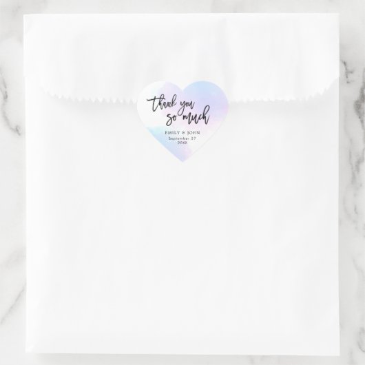 かわいらし薄紫/ピンクの水色/スクリプ結婚トの感謝してい色 ハートシール (バッグ)