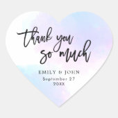 かわいらし薄紫/ピンクの水色/スクリプ結婚トの感謝してい色 ハートシール (正面)