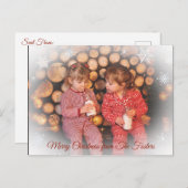 かわいらし薄雪の家族の写真クリスマス ポストカード (正面/裏面)