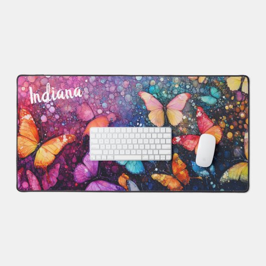 かわいらし蝶エテ絵を描リアパーソナライズされたス デスクマット (キーボード&マウス)