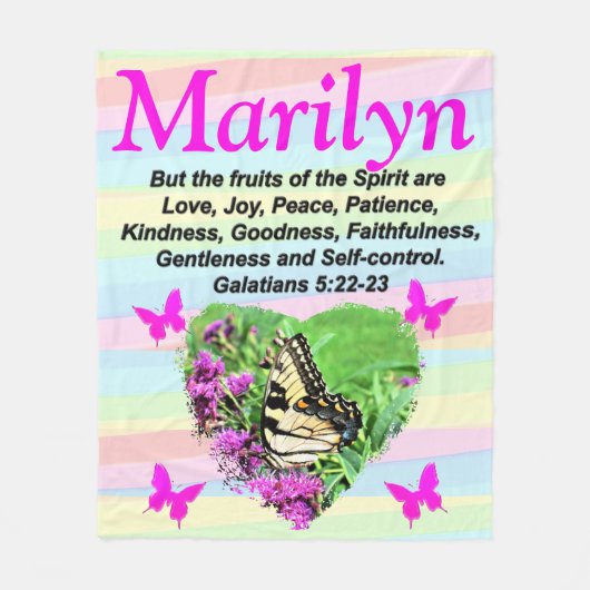 かわいらし蝶ガラテヤ5:22カスタム毛布 フリースブランケット (正面)