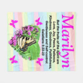 かわいらし蝶ガラテヤ5:22カスタム毛布 フリースブランケット (正面(横))