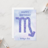 かわいらし蠍座サインカスタムハッピーバースデー カード (正面/裏面インサイチュ)