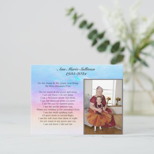 かわいらし記念詩と写真 ポストカード (スタンド正面)