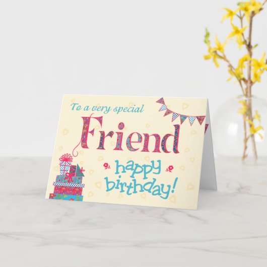 かわいらし誕生日カード(友人、バンティング、ギフト用) カード (黄色い花)