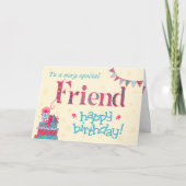 かわいらし誕生日カード（友人、バンティング、ギフト用） カード (正面)