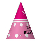 かわいらし誕生日ピンクホワイト水玉模様 パーティーハット (左)