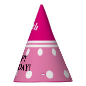 かわいらし誕生日ピンクホワイト水玉模様 パーティーハット (右)