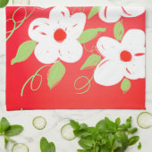 かわいらし赤と白プリント キッチンタオル (折り畳み)