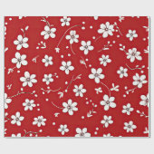 かわいらし赤と白花 ラッピングペーパー (フラット)