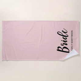 かわいらし赤面と花嫁タイポグラフィ ビーチタオル