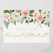 かわいらし赤面の花は私の個人的な付き添い人 箔招待状 (正面)
