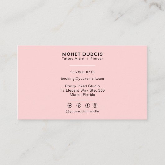 かわいらし赤面ピシンプルンクモダン任意サービス 名刺 (裏面)