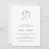 かわいらし赤面ピンクさくらんぼブロッサム婚約 招待状 (正面)