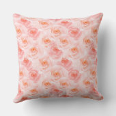 かわいらし赤面ピンクの水カラーバラ クッション (裏面)