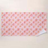 かわいらし赤面ピンクの水カラーバラ ビーチタオル (正面)