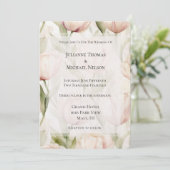 かわいらし赤面ピンククリームチューリップフローラ結婚ズ 招待状 (スタンド正面)