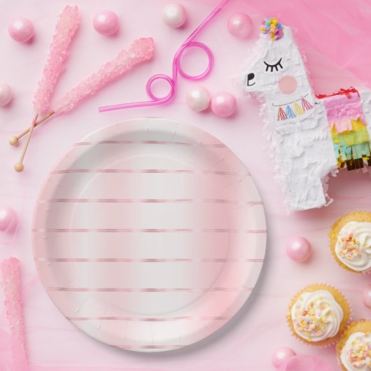 かわいらし赤面ピンクグラムリボンブライダルシャワー ペーパープレート (パーティー)