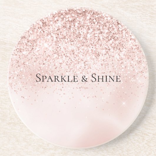 かわいらし赤面ピンクグリッター水彩 コースター (正面)