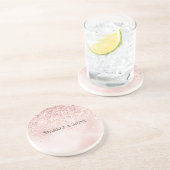 かわいらし赤面ピンクグリッター水彩 コースター (側面)