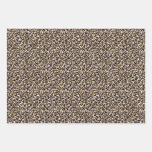 かわいらし赤面ピンクグリッター金ゴールドヒョウ ラッピングペーパーシート (正面2)