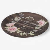 かわいらし赤面ピンクフローラウッドI DO BBQ ペーパープレート (アングル)