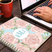 かわいらし赤面ピンクフローラモノグラム植物学バラ ノートブック