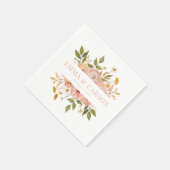 かわいらし赤面ピンクフローラ庭園の結婚式披露宴 スタンダードカクテルナプキン (角)