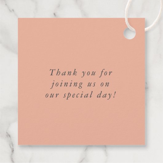 かわいらし赤面ピンクフローラ庭園の結婚式披露宴 フェイバータグ (裏面)