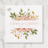 かわいらし赤面ピンクフローラ庭園の結婚式披露宴 フェイバータグ (正面)