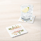 かわいらし赤面ピンクフローラ庭園の結婚式 ペーパーコースター (インサイチュ)