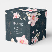 かわいらし赤面ピンクフローラ結婚ズサンキューブルー フェイバーボックス (裏面サイド)