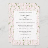 かわいらし赤面ピンクフローラ結婚ズ 招待状 (正面/裏面)