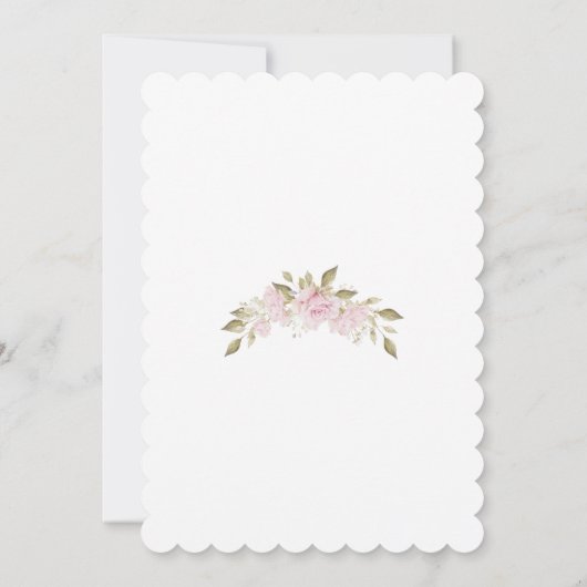 かわいらし赤面ピンクフローラ開花バプテスマ 招待状 (裏面)
