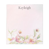 かわいらし赤面ピンクフローラ ノートパッド (正面)