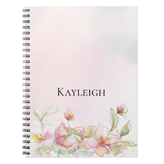 かわいらし赤面ピンクフローラ ノートブック (正面)