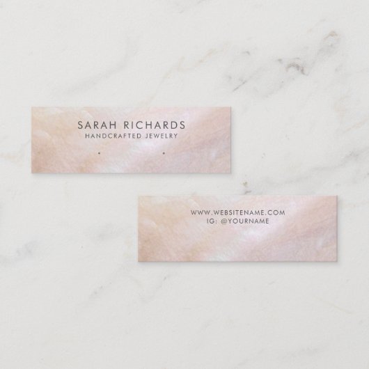 かわいらし赤面ピンクマザーオブパールディスプレイ スキニー名刺 (正面/裏面)