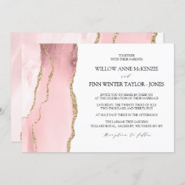 かわいらし赤面ピンクモダン結婚ク酸 招待状